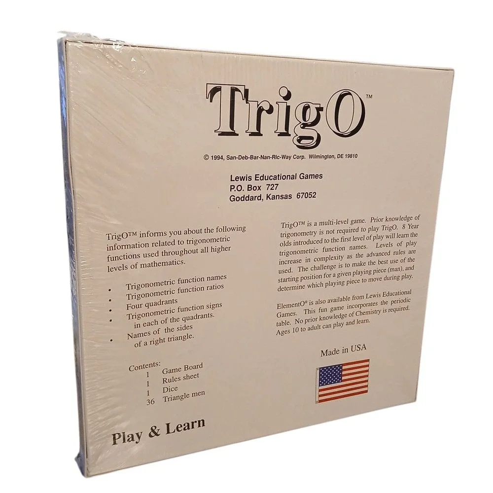TrigO Game San-Deb-Bar-Nan-Ric-Way 1994 Trigonometry  Functions Educational 8+